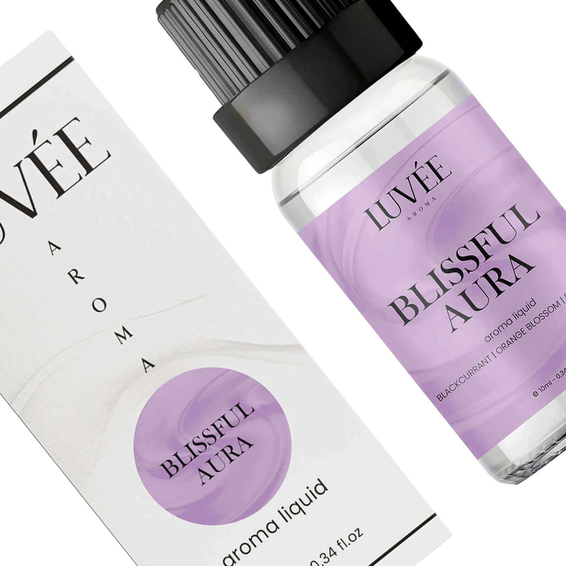 Luvée Blissful Aura – luxury essential oil blend for diffusers with a fresh, light, and mood-boosting fragrance.