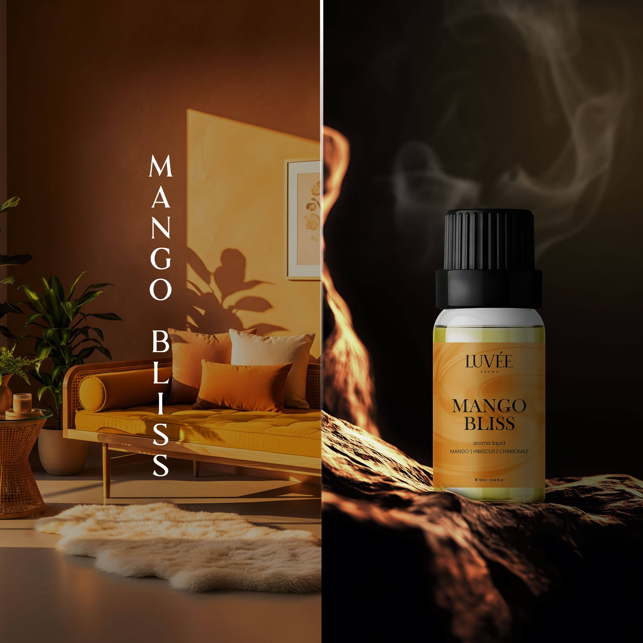 Luvée Mango Bliss – long-lasting mango fragrance oil for diffuser use, perfect for summer and everyday freshness