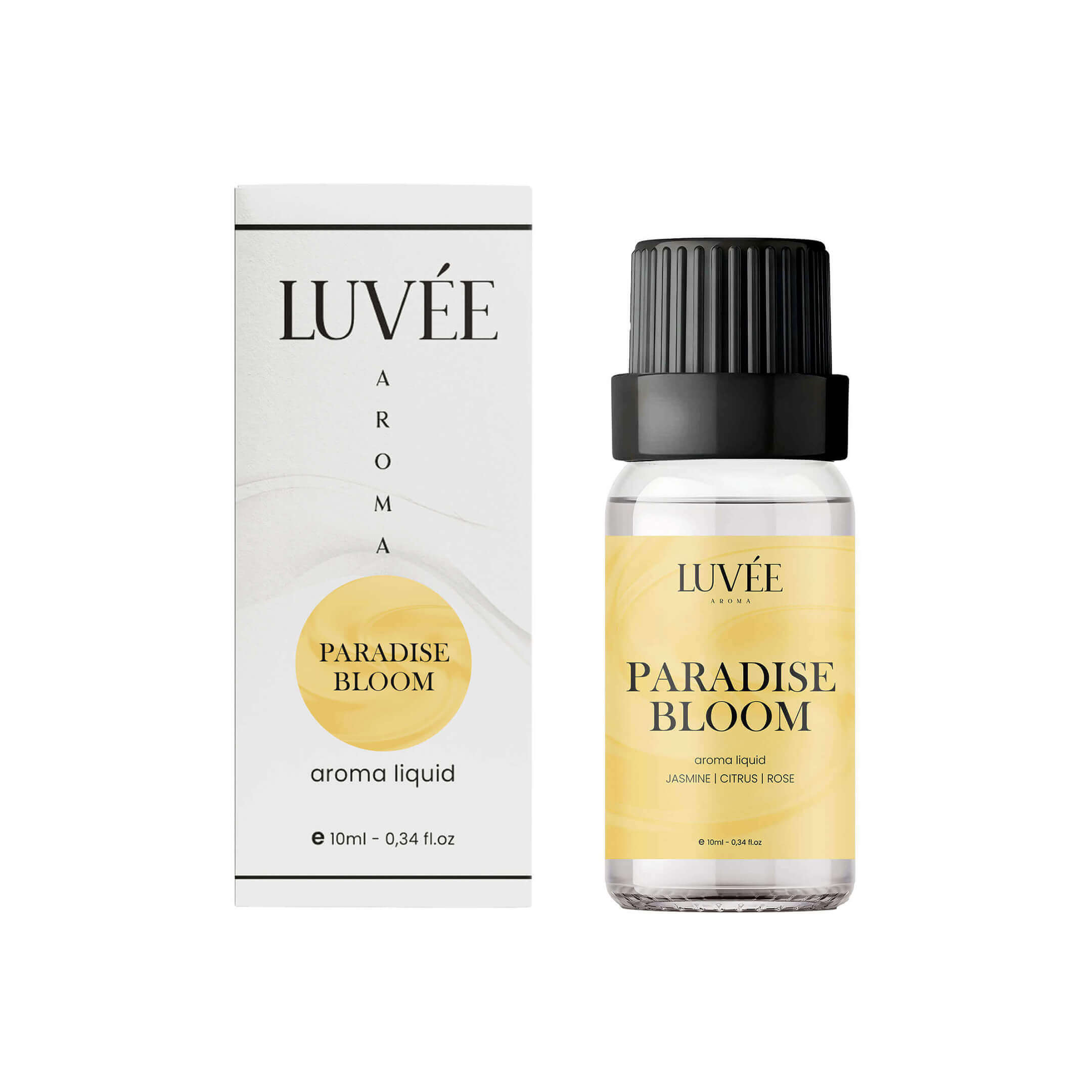 Luvée Paradise Bloom – luxury essential oil with blooming floral notes, perfect for natural home aromatherapy.